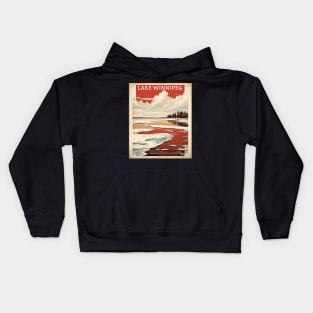 Lake Winnipeg Vintage Poster Tourism Kids Hoodie